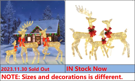 Set of 3 Pre lit Reindeer Deer Family LED Lights Outdoor Garden Xmas Decoration