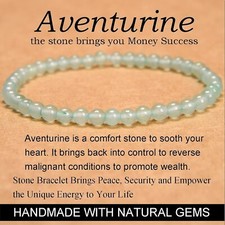 Natural Green Aventurine Stone Bracelet 4mm Green Crystal Stretch Bracelet