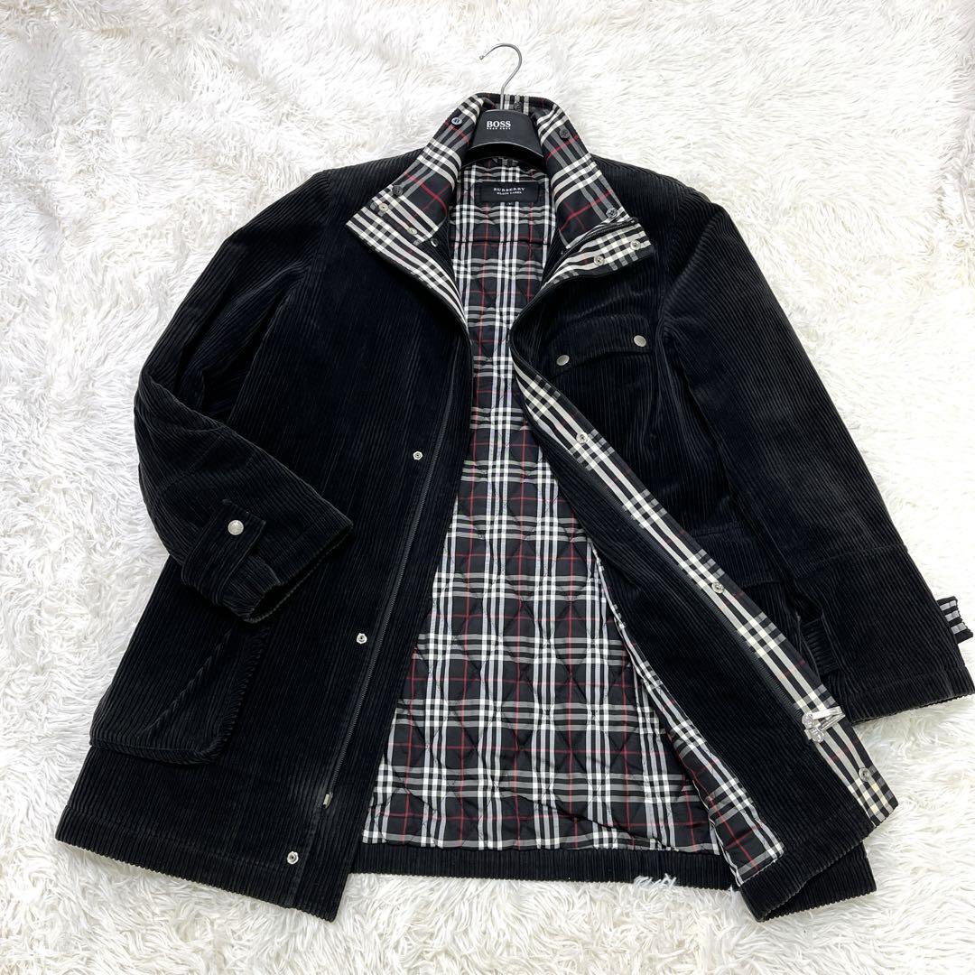 Burberry Black Label Corduroy Quilted Coat Black Size 52/L Burberry Black Label Corduroy Quilted Coat Black Size 52/L