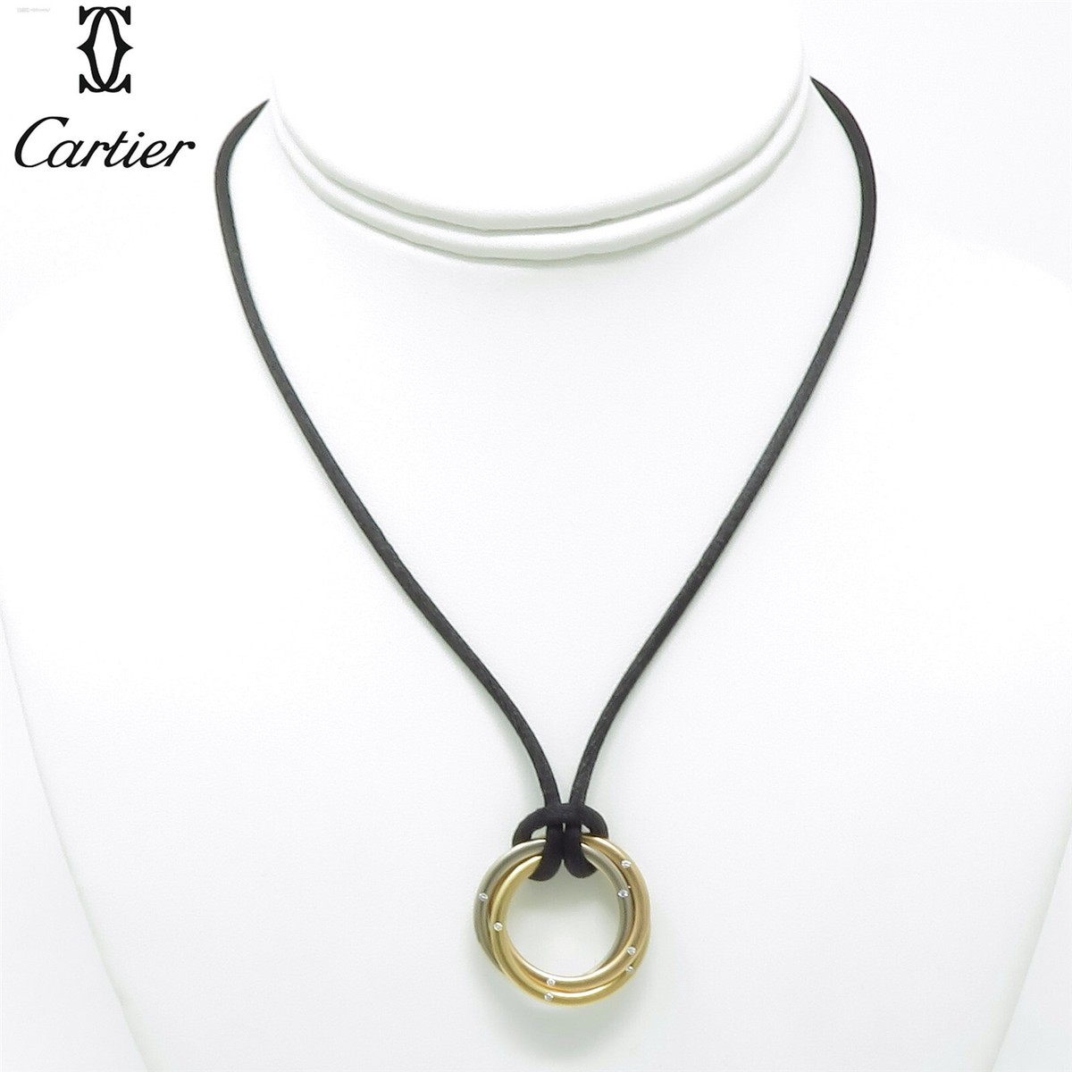 NYJEWEL Cartier 18k Gold Diamond Trinity Pendant Necklace 24