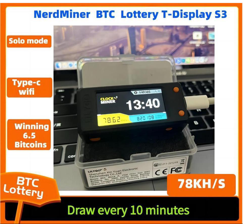 Bitcoin Solo Lottery Miner Lilygo NerdMiner V2 Bitcoin 78KH/S Nerd Miner