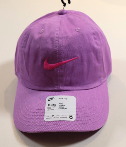 NIKE CLUB SWOOSH COTTON CAP HAT RUSH FUCHSIA FV5588-532 KIDS YOUTH GIRLS BOYS - Picture 3 of 18