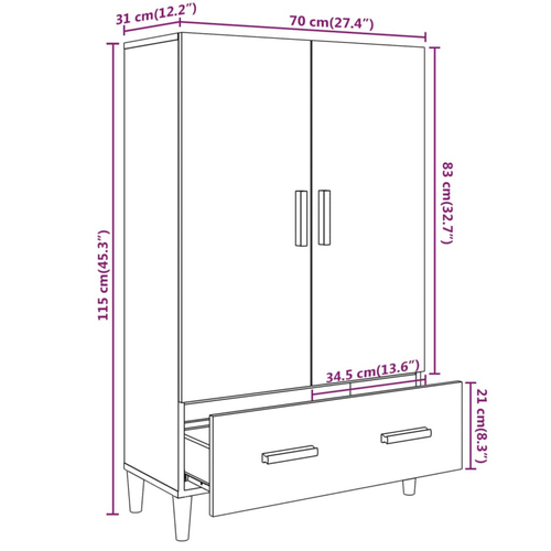 Modern Sideboard Cabinet Home Storage Cupboard 2 Doors & 1 Drawer Highboard Unit - Picture 11 of 36
