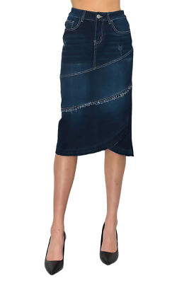 Women's Juniors/Plus Size Middle - Length Stretch Denim Pencil Skirt