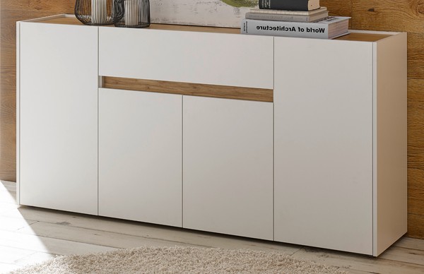 Sideboard Kommode Weiß Eiche Wohnzimmer Esszimmer Anrichte Modern Center 170 Cm-image
