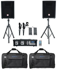 Rockville RPG2X10 Bluetooth PA System w/Mixer 10" Speakers Stands Mics Bags