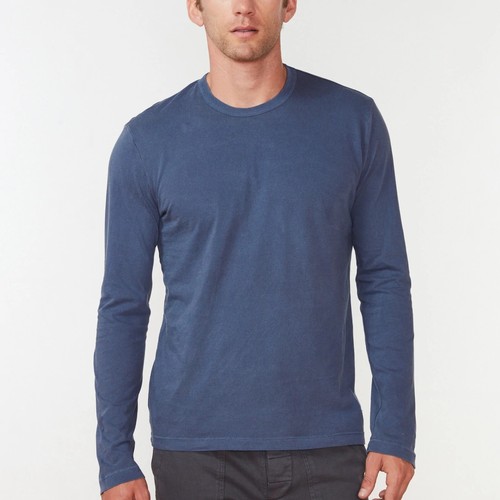 Camiseta James Perse Para Hombre Manga Larga Cuello Redondo Azul Pigmento Lavado MLJ3351 - Imagen 3 de 3