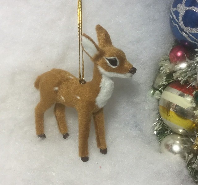 Deer Woodland Christmas Tree Ornament Faux Fur, Looking Straight eBay