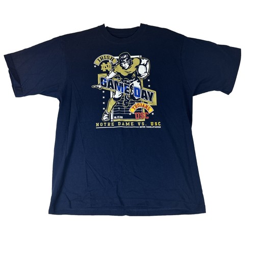 Vtg Y2K ‘09 Notre Dame Irish vs USC Trojans Gameday T-Shirt Blue Mens Size M