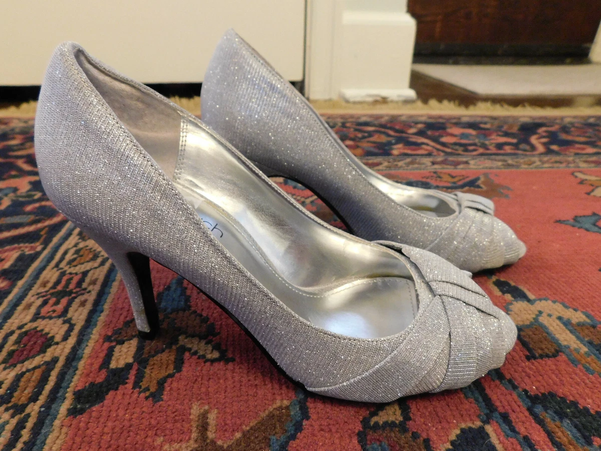 Metallic Silver Sparkle The Touch of Nina open peep 3