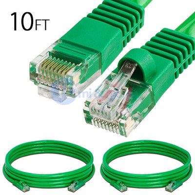 2x 10FT CAT5e Cable Ethernet Lan Network CAT5 RJ45 Patch Cord Internet Green