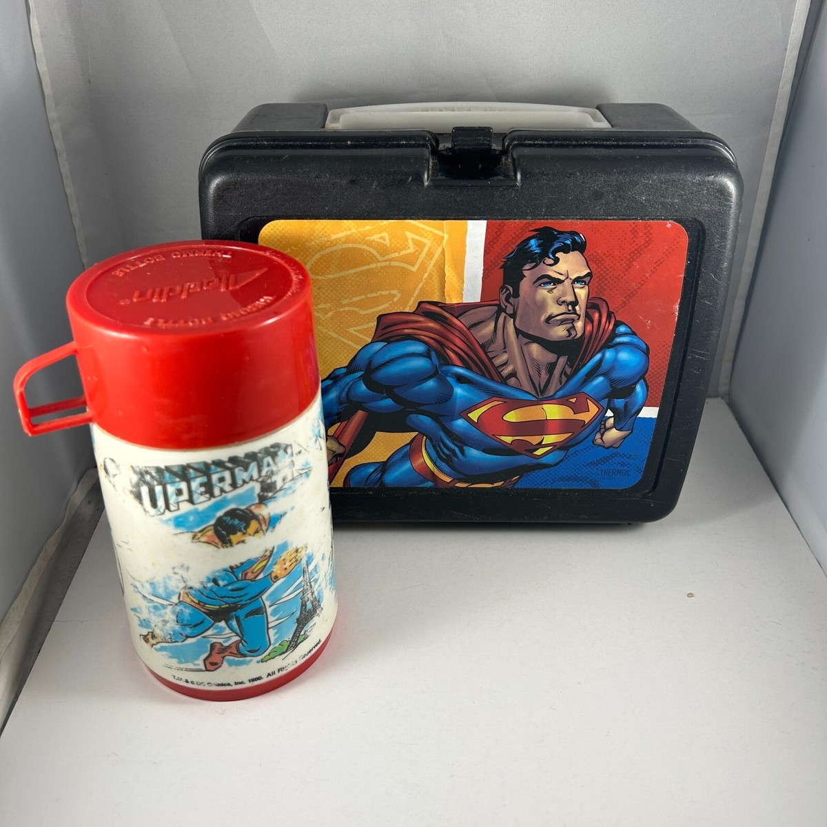 Vintage Black Superman Lunchbox with Thermos DC Comics Made in USA  display picture 1