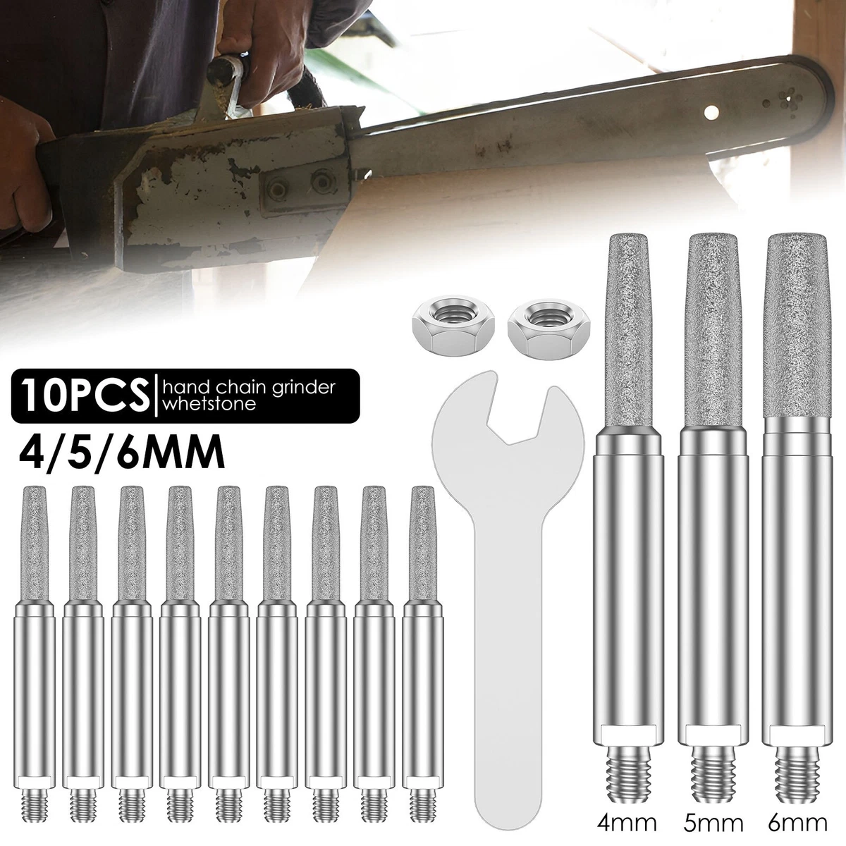 10pcs Chainsaw Sharpening Bits Tungsten Carbide Diamond Chainsaw