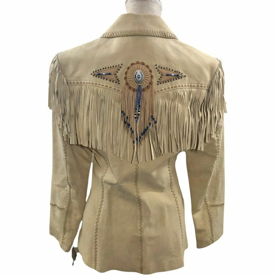 Women’s Cripple Creek Western Native American Suede Leather Buckskin Jacket  - Image 2 of 4
