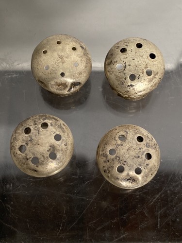 Lote de 5 cocteleras de sal/pimienta vintage de vidrio cortado con plata Steling - Imagen 4 de 11