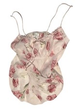 Cinema Etoile Floral Silky Sheer Satin Straps Nightie Nightgown Women  s M