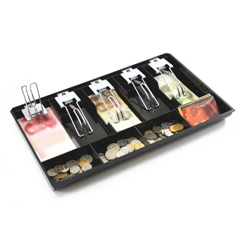 Cash Register Insert Tray - 3-Box ABS Organizer With Metal Clip For Cash & Checks