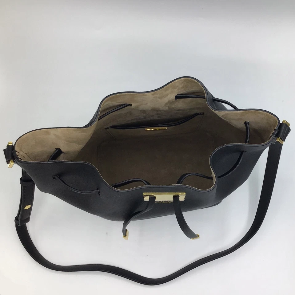 Michael Kors Miranda Large Drawstring Messenger Bag Black Genuine Leather  NWT - Image 4 of 4