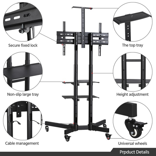 Fleximounts C02 LED LCD outdoor Mobile TV Cart Stand Mount Shelf 32 42
