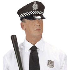 SCHWARZE POLIZEI MÜTZE Karneval englischer Cop USA Polizist Kappe Käppi Hut JGA