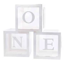 TECKED First Birthday Decorations For Boy Or Girl 3 Pcs ONE Balloon Boxes