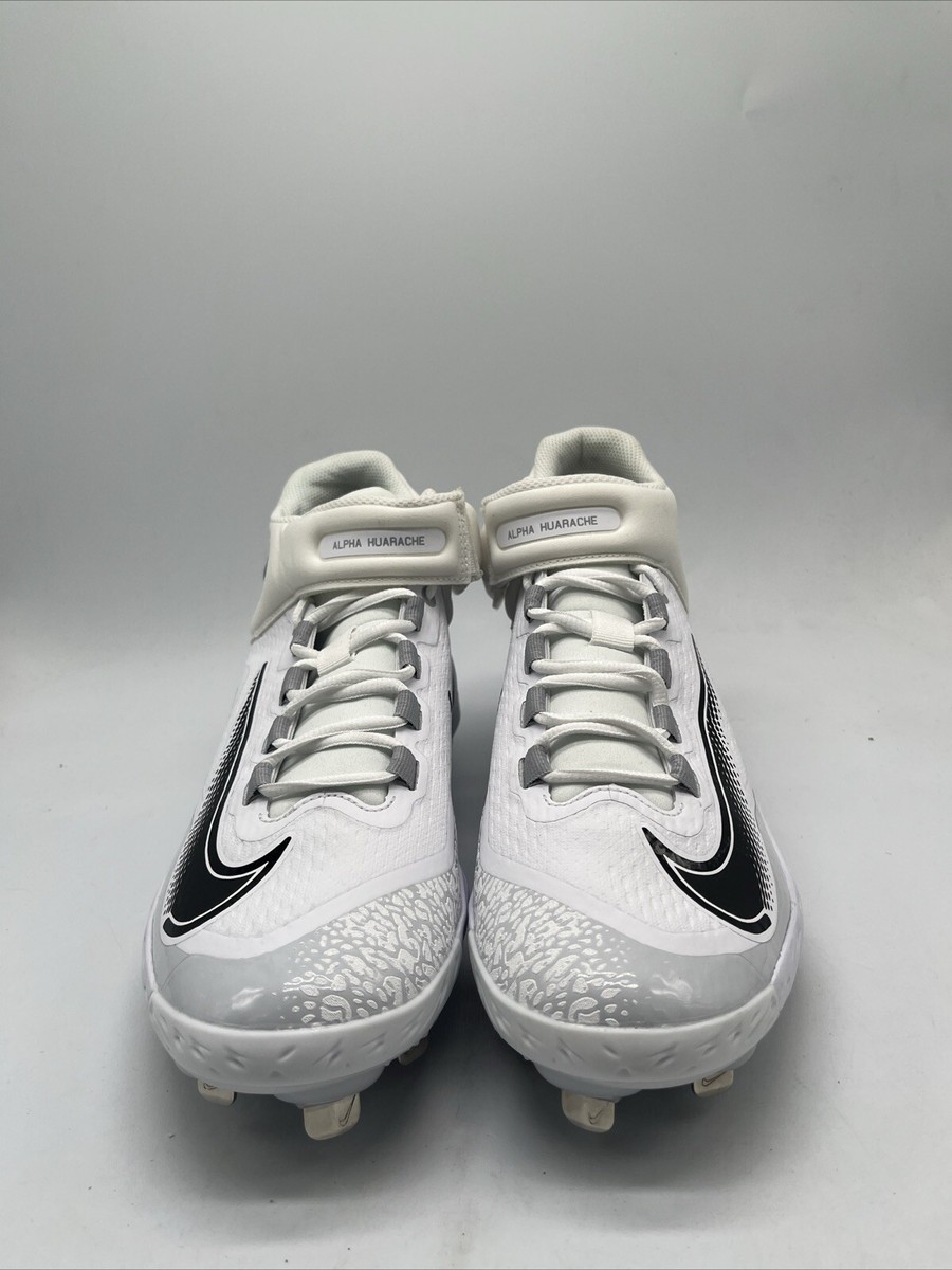 Nike Alpha Huarache Elite 4 Mid White Baseball Cleats FD2744