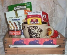 Bear Hunters Soup Mug Wood Crate Gift Basket Coffee Nuts Salt's Bear Creek Soup 