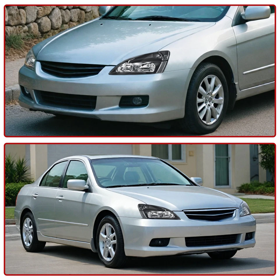HEADLIGHTS FOR 2003-2007 HONDA ACCORD 2/4 DOOR BLACK HOUSING CLEAR CORNER LAMPS - Image 2 of 4