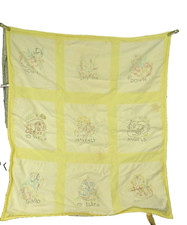 Vintage Hand Embroidered Baby Quilt Blanket Angels Now I Lay Me Down Sleep 34x39