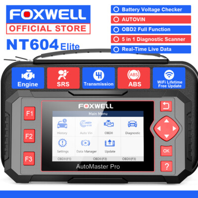 FOXWELL NT604 Elite OBD2 Scanner Diagnostic ABS SRS Engine A/T Tool Code Reader