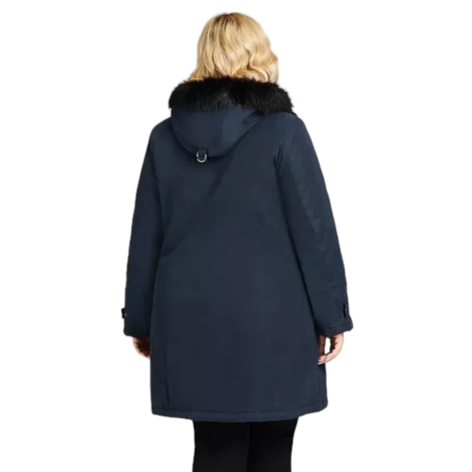 Chaqueta Avenue para mujer talla grande 30 azul marino microfibra con capucha cremallera completa nueva Foto 2 de 4