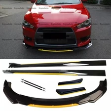 Front Bumper Lip Side Skirt Rear Bumper Lip Strut Rods For Mitsubishi Yellow