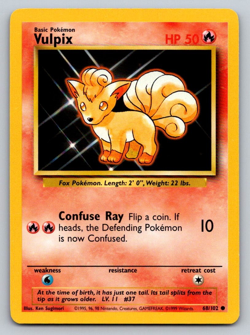 Vulpix 68/102 NM Base Set Unlimited Pokemon