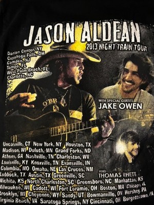 2013 Jason Aldean T-Shirt Mens Small Night Train Tour Concert Tee Country Music