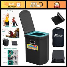 XL Portable Travel Toilet for Adults Kids - Compact Folding Camping Potty, Lid