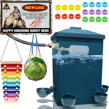 Chicken Waterer with Float Controlled Automatic Set, Chicken Coop Accessories - 