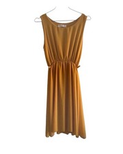 Robe longue moutarde S/M 38/40 - Fluide sans manches - Été bohème chic