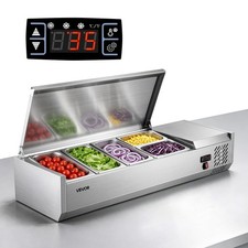 VEVOR Refrigerated Countertop Prep Unit 47.2" Condiment Prep Station 26.4 QT