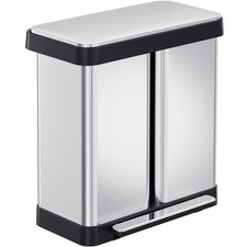 16 Gallon Dual Trash Can 60L 2x30L Stainless Steel Kitchen Garbage Can