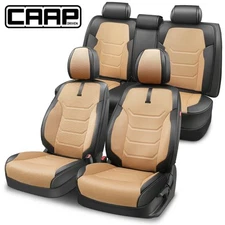 CAAP Driven Universal Full Set Seat Covers Protector for Car SUV Beige/Black