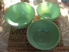 Jadeite Fire King Bowl Set (3) MARKED 10", 9", and 8" New/NOS