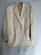Irvine Park Blazer Sport Coat Mens 48L Beige Lambswool Tweed Jacket Long