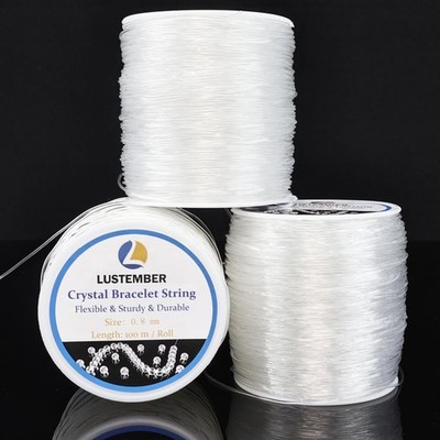 0.8 mm Stretchy Bracelet String, 3 Rolls Durable Elastic String, Clear Bead C...