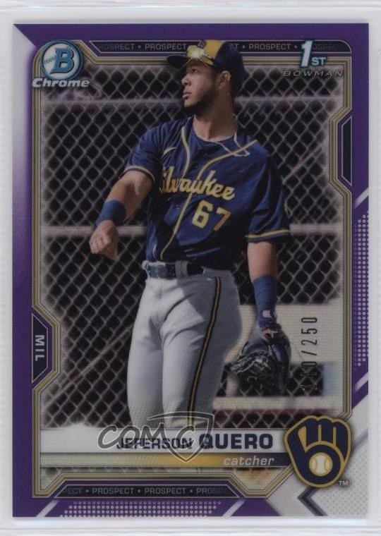 2021 Bowman Chrome Prospects Purple Refractor /250 Jeferson Quero #BCP-181 0re9