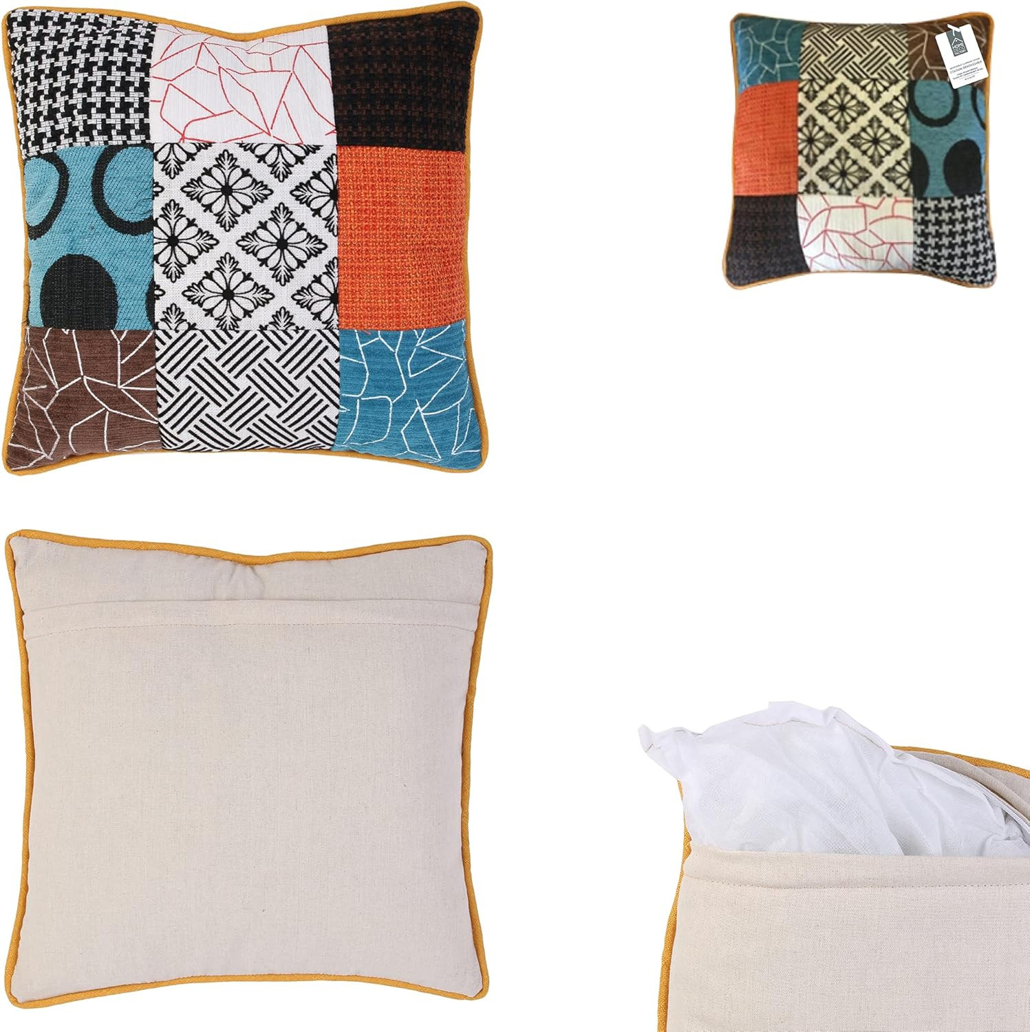 Coussin patchwork déhoussable multicolore HD6499 pour canapé salon - 2