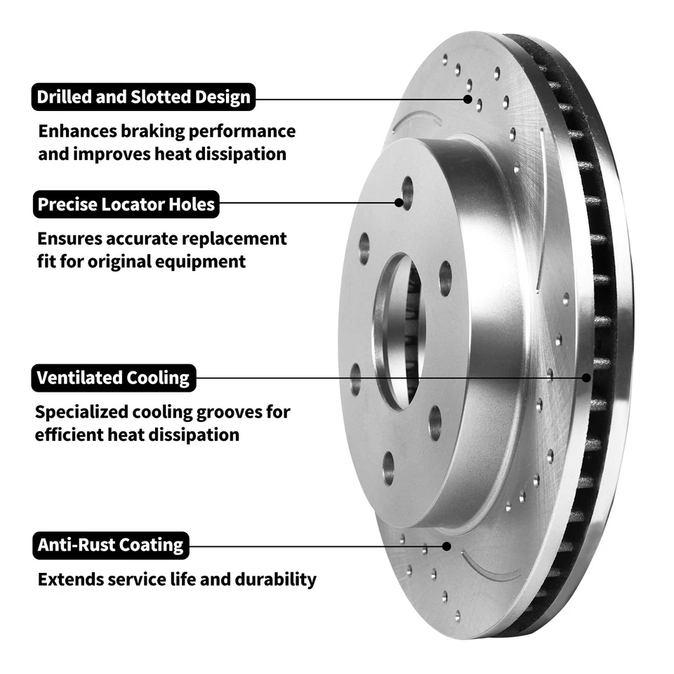 Front Drilled Brake Rotors+Ceramic Pads for Chevrolet Malibu 1997-2003 Foto 3 de 4
