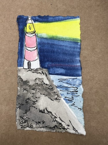 aceo original painting Lighthouse