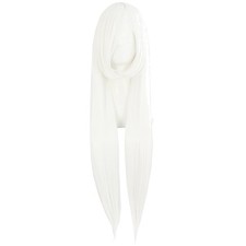 Heat Resistant 80cm White Straight Wig for Cosplay and Parties - Adjustable Fit