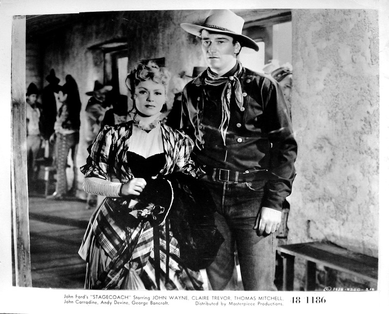 John Wayne & Claire Trevor in the 1939 film "Stagecoach", orig. still, 1948, NM