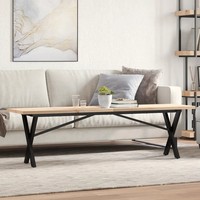 Couchtisch X Gestell 160X40X45,5 Cm Massivholz Kiefer Stahl Design